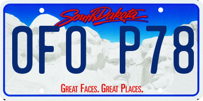 SD license plate 0FOP78