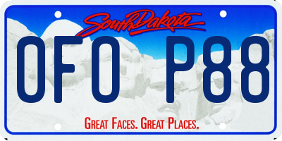 SD license plate 0FOP88