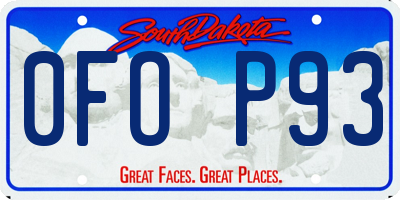SD license plate 0FOP93