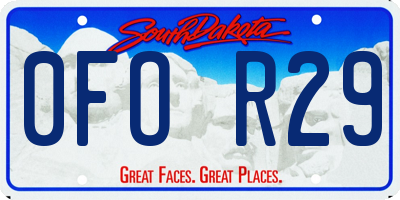SD license plate 0FOR29