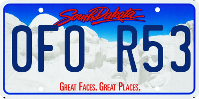 SD license plate 0FOR53