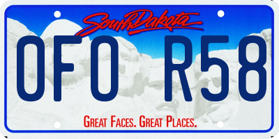 SD license plate 0FOR58