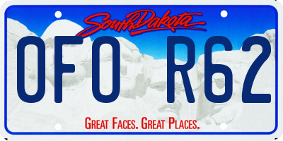 SD license plate 0FOR62