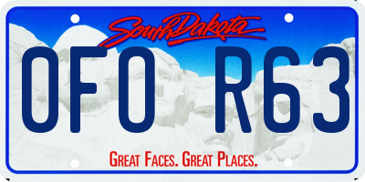 SD license plate 0FOR63