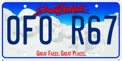 SD license plate 0FOR67