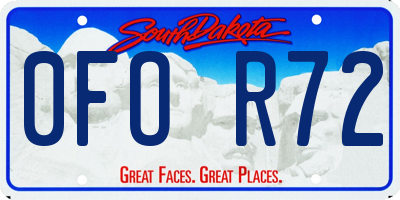 SD license plate 0FOR72
