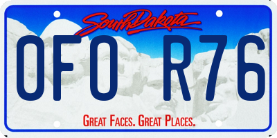 SD license plate 0FOR76
