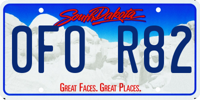 SD license plate 0FOR82