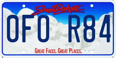 SD license plate 0FOR84