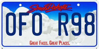 SD license plate 0FOR98