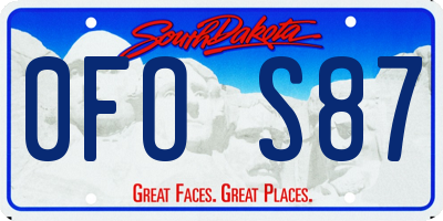 SD license plate 0FOS87