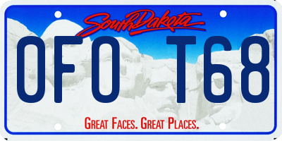 SD license plate 0FOT68