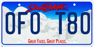 SD license plate 0FOT80