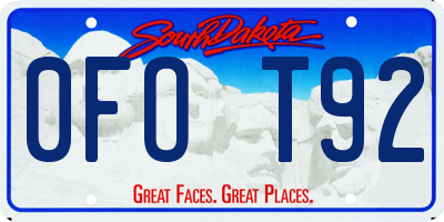 SD license plate 0FOT92