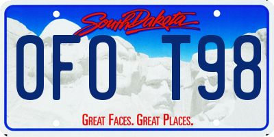SD license plate 0FOT98
