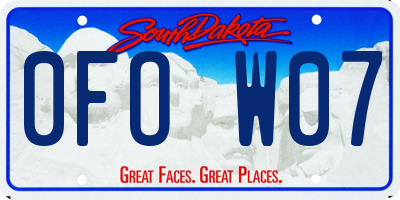 SD license plate 0FOW07