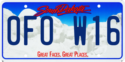 SD license plate 0FOW16