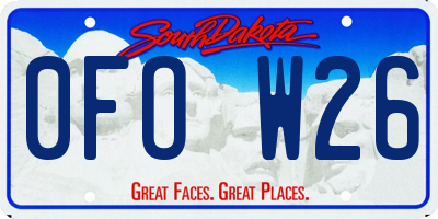 SD license plate 0FOW26