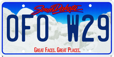 SD license plate 0FOW29