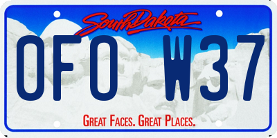 SD license plate 0FOW37