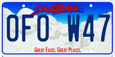 SD license plate 0FOW47