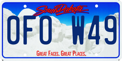 SD license plate 0FOW49