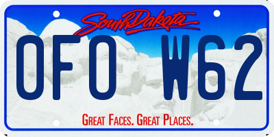 SD license plate 0FOW62