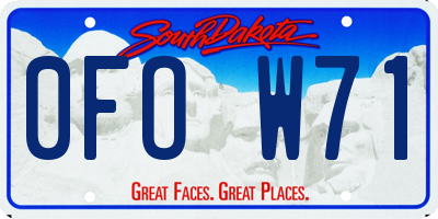SD license plate 0FOW71