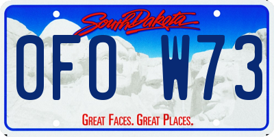 SD license plate 0FOW73