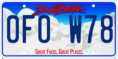 SD license plate 0FOW78