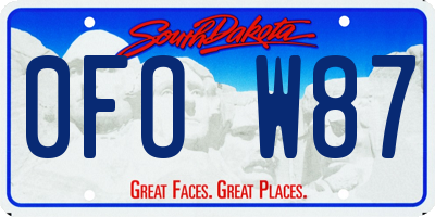 SD license plate 0FOW87
