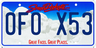 SD license plate 0FOX53