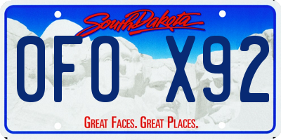 SD license plate 0FOX92