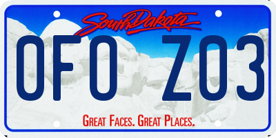 SD license plate 0FOZ03