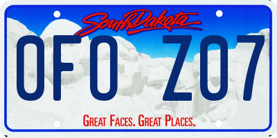 SD license plate 0FOZ07