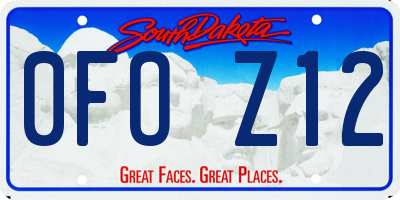 SD license plate 0FOZ12