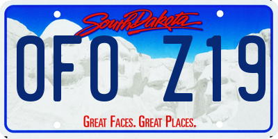 SD license plate 0FOZ19