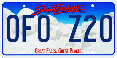 SD license plate 0FOZ20