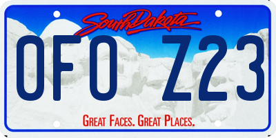 SD license plate 0FOZ23