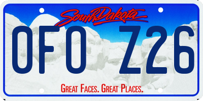 SD license plate 0FOZ26