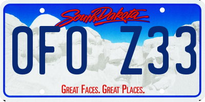 SD license plate 0FOZ33