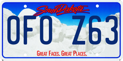 SD license plate 0FOZ63