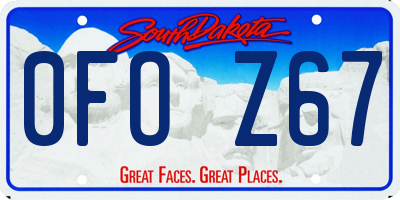 SD license plate 0FOZ67