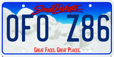 SD license plate 0FOZ86