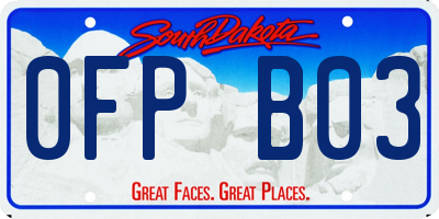 SD license plate 0FPB03