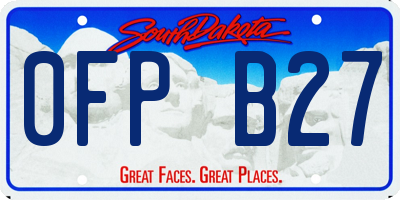 SD license plate 0FPB27