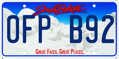 SD license plate 0FPB92