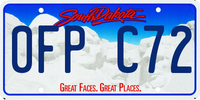 SD license plate 0FPC72