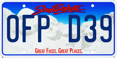 SD license plate 0FPD39
