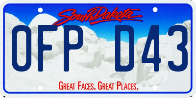 SD license plate 0FPD43